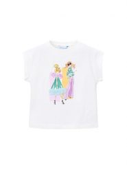 Mayoral Top 3005 Écru Regular Fit. Koszulki i t-shirty dziewczęce Mayoral, bez wzorów, z bawełny, bez kołnierzyka, bez ramiączek. Za 89.99 zł.