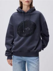 Bluza z nadrukiem - ciemnoszary. Szare bluzy damskie Reserved, l, bez wzorów, z bawełny, bez kaptura. W wyprzedaży za 65.99 zł.