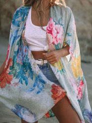 Milan Kiss Kimono w kolorze błękitnym ze wzorem rozmiar: S. Niebieskie kardigany damskie Milan Kiss, s, bez wzorów. Za 96.60 zł.