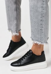 Czarno-Białe Sneakersy na Grubej Podeszwie Hypnotic. Czarne obuwie sportowe damskie Born2be, na lato, z dresówki, bez zapięcia, trekkingowe. Za 49.99 zł.