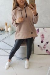 Bluza ocieplana z długim tyłem i kapturem ciemny beżowy. Brązowe bluzy damskie KESI, l, bez wzorów, z bawełny. Za 238.37 zł.