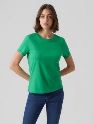 Vero Moda Koszulka "Paula" w kolorze zielonym rozmiar: XL. Zielone bluzki damskie Vero Moda, xl, bez wzorów, z bawełny, bez kołnierzyka, bez ramiączek. Za 33.99 zł.