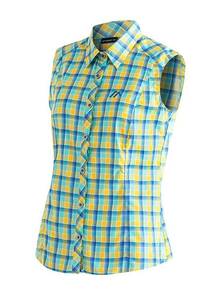 Maier Sports Koszula funkcyjna "Paloma" w kolorze niebiesko-żółtym rozmiar: 48. Niebieskie koszule damskie Maier Sports, bez wzorów, z materiału, sportowe, bez kołnierzyka, bez ramiączek. Za 113.63 zł.