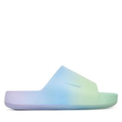 Klapki Nike. Niebieskie klapki damskie Nike, bez wzorów, bez obcasa, bez zapięcia. Za 216.99 zł.
