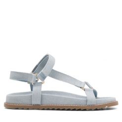 Sandały Jenny Fairy. Niebieskie sandały damskie Jenny Fairy, bez wzorów, bez obcasa, na płaskiej podeszwie, bez zapięcia. Za 129.99 zł.