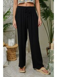 Le Monde du Lin Lniane spodnie w kolorze czarnym rozmiar: 36/38. Czarne spodnie materiałowe damskie Le Monde du Lin, z aplikacjami, ze lnu. Za 121.99 zł.