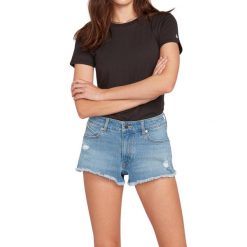 Spodenki sportowe damskie Volcom Stoney Stretch. Niebieskie spodenki sportowe damskie Volcom, bez wzorów, z bawełny. Za 155.00 zł.