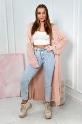 Sweter długi kardigan jasny pudrowy róż. Czerwone kardigany damskie KESI, l, bez wzorów, z dzianiny. Za 190.70 zł.
