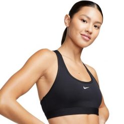 Biustonosz Sportowy Damski / Damski Swoosh Light Support. Czarne biustonosze sportowe damskie Nike, bez wzorów. Za 185.99 zł.