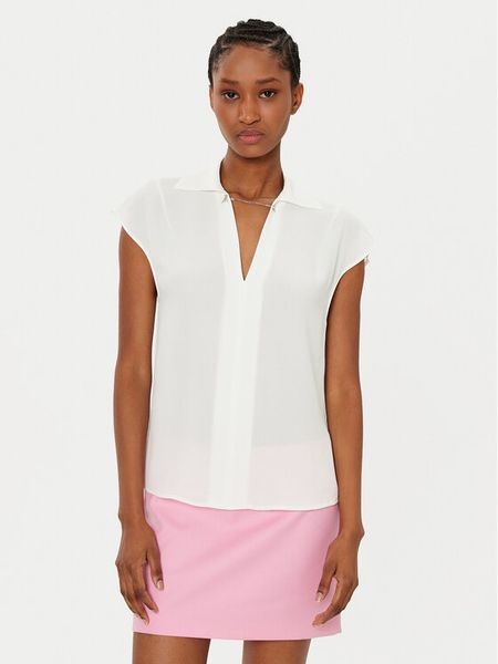 Patrizia Pepe Bluzka 8C0775/A8I1-W146 Biały Regular Fit. Białe bluzki damskie Patrizia Pepe, bez wzorów, z wiskozy, bez kołnierzyka, bez ramiączek. Za 519.99 zł.