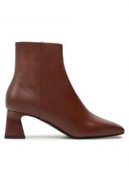 Pollini Botki SA21045C1LTD0217 Brązowy. Brązowe botki damskie Pollini, ze skóry, bez obcasa, na słupku, bez zapięcia. Za 1,609.00 zł.