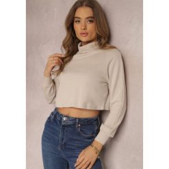 Jasnobeżowy Golf Crop Top Noya. Brązowe golfy damskie Renee, l, z aplikacjami, z bawełny, bez ramiączek. Za 49.99 zł.
