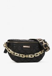 Czarna Pikowana Nerka z Łańcuchem Kronlo. Czarne nerki i saszetki damskie Born2be, z aplikacjami. Za 69.99 zł.