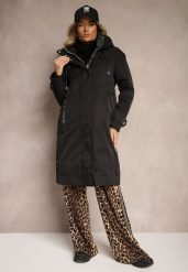 Czarna Kurtka Parka o Pudełkowym Kroju z Kapturem i Kieszeniami Kaionna. Czarne parki damskie Renee, na zimę, l, z jeansu, z kapturem. Za 269.99 zł.