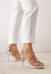 Srebrne Sandały na Szpilce VICES Ozdobione Cyrkoniami Orinia. Szare kombinezony damskie Born2be, s, z aplikacjami, eleganckie, bez kołnierzyka, bez ramiączek. Za 119.99 zł.