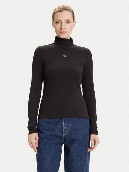 Calvin Klein Jeans Golf LV047D203G Czarny Slim Fit. Czarne golfy damskie Calvin Klein Jeans, m, bez wzorów, z bawełny, bez ramiączek. Za 174.99 zł.