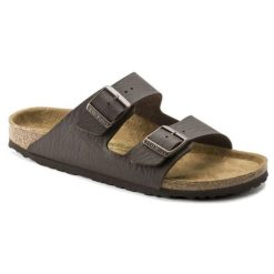 Klapki damskie Birkenstock Arizona BS regular. Brązowe klapki damskie Birkenstock, bez wzorów, z jeansu, bez obcasa, bez zapięcia. Za 287.00 zł.