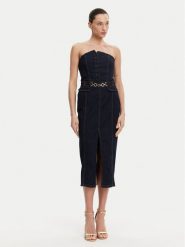 Fracomina Sukienka jeansowa FR25SD4010D46093 Granatowy Slim Fit. Niebieskie sukienki damskie Fracomina, bez wzorów, z bawełny, bez ramiączek. Za 699.99 zł.