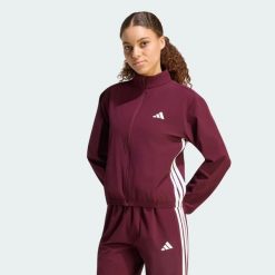 Kurtka Train Essentials 3-Stripes Woven Warm-Up. Białe kurtki damskie Adidas, m, bez wzorów, z elastanu, bez kaptura. Za 239.00 zł.