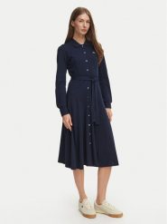 Lacoste Sukienka koszulowa EF5299 Granatowy Regular Fit. Niebieskie sukienki damskie Lacoste, bez wzorów, z bawełny, bez ramiączek. Za 669.99 zł.