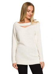 Made of emotion Sweter w kolorze kremowym rozmiar: L/XL. Brązowe swetry klasyczne damskie Made Of Emotion, l, bez kołnierzyka. Za 52.92 zł.