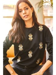 Olalook Bluza w kolorze czarnym rozmiar: XL. Czarne bluzy damskie Olalook, xl, bez wzorów, bez kaptura. Za 61.89 zł.