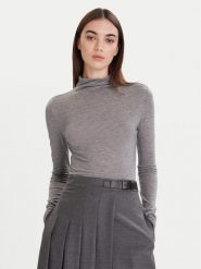 Calvin Klein Sweter LV044D239G Szary Slim Fit. Szare swetry klasyczne damskie Calvin Klein, xxs, z wełny, bez kołnierzyka. Za 349.99 zł.