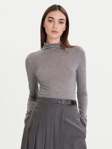 Calvin Klein Sweter LV044D239G Szary Slim Fit. Szare swetry klasyczne damskie Calvin Klein, l, z lyocellu, bez kołnierzyka. Za 209.99 zł.