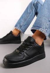 Czarne Sneakersy na Grubej Podeszwie z Przeszyciami Vinali. Czarne obuwie sportowe damskie Renee, z dresówki, bez zapięcia. Za 89.99 zł.