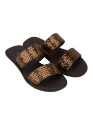 Grendha Klapki "Buriti Icone" w kolorze złoto-brązowym rozmiar: 40. Brązowe klapki damskie grendha, bez wzorów, z otwartym noskiem, bez obcasa, bez zapięcia. Za 69.75 zł.