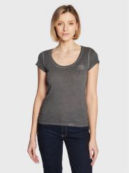 Guess T-Shirt Script Logo W2GI52 K9SN1 Szary Regular Fit. Szare t-shirty damskie Guess, s, z aplikacjami, z bawełny, bez kołnierzyka. Za 169.99 zł.