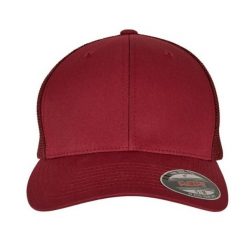 Siatkowa Czapka Z Daszkiem. Czerwone czapki z daszkiem damskie FLEXFIT, bez wzorów. Za 68.99 zł.