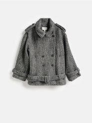Kurtka z dodatkiem wełny - czarny. Czarne kurtki damskie Reserved, l, bez wzorów, z tkaniny, bez kaptura. Za 399.99 zł.