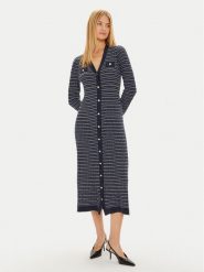 Tommy Hilfiger Sukienka dzianinowa WW0WW43083 Granatowy Regular Fit. Niebieskie sukienki damskie Tommy Hilfiger, bez wzorów, z dzianiny, bez ramiączek. Za 669.99 zł.