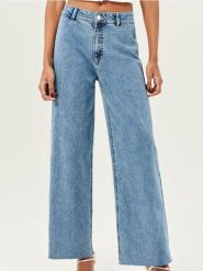 Jeansy culotte z surowym wykończeniem nogawek - niebieski. Niebieskie jeansy damskie Sinsay. Za 39.99 zł.
