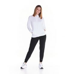 Bluza z zamek błyskawiczny na co dzień na siłownię. Białe bluzy damskie LEONE 1947 APPAREL, xl, bez wzorów, z bawełny, bez kaptura. W wyprzedaży za 224.31 zł.