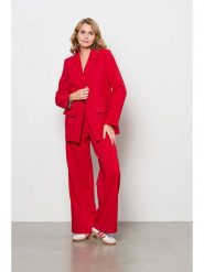 &Co Woman Spodnie "Celeste" w kolorze czerwonym rozmiar: XS. Czerwone spodnie materiałowe damskie &Co Woman, bez wzorów, z materiału. Za 97.28 zł.