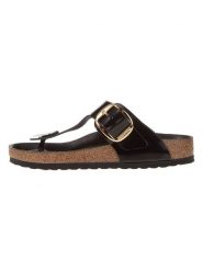 Birkenstock Skórzane japonki "Gizeh" w kolorze czarnym rozmiar: 36. Czarne klapki damskie Birkenstock, bez wzorów, z otwartym noskiem, bez obcasa, bez zapięcia. Za 502.76 zł.