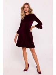 Made of emotion Aksamitna sukienka w kolorze ciemnoczerwonym rozmiar: L. Czerwone sukienki damskie Made Of Emotion, bez wzorów, bez ramiączek. Za 219.99 zł.