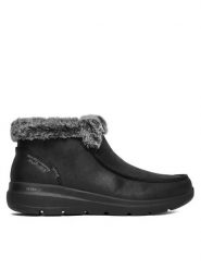 Skechers Botki Glacial Ultra 144221/BBK Czarny. Czarne botki damskie Skechers, z materiału, bez obcasa, na płaskiej podeszwie, bez zapięcia. Za 399.99 zł.