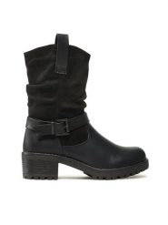 Clara Barson Botki WS1128-46 Czarny. Czarne botki damskie Clara Barson, z materiału, bez obcasa, na słupku, bez zapięcia. Za 159.99 zł.