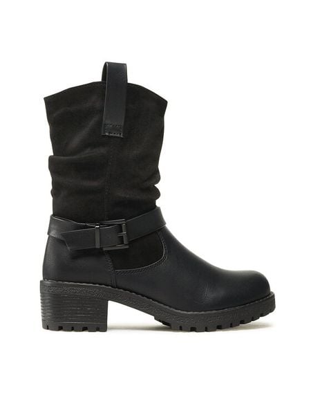 Clara Barson Botki WS1128-46 Czarny. Czarne botki damskie Clara Barson, z materiału, bez obcasa, na słupku, bez zapięcia. Za 159.99 zł.