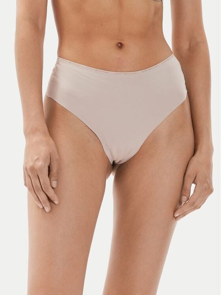 Tommy Hilfiger Stringi UW0UW05216 Beżowy. Brązowe stringi Tommy Hilfiger, bez wzorów, z syntetyku. Za 79.99 zł.