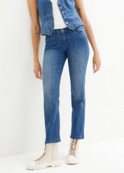 Dżinsy Straight Mid Waist (2 pary). Niebieskie jeansy damskie bonprix. Za 94.99 zł.