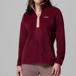 Bluza Columbia Benton Springs 1/2 Snap P Bordowa. Czerwone bluzy damskie Columbia, s, bez wzorów, bez kaptura. Za 257.20 zł.