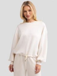 Bluza damska z wiskozy kremowa Lunara 103. Białe bluzy damskie Big Star, l, bez wzorów, z dzianiny, bez kaptura. W wyprzedaży za 179.99 zł.