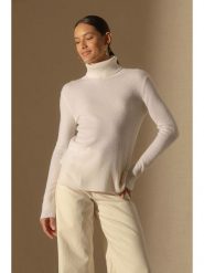 Perfect Cashmere Kaszmirowy golf "Tracy" w kolorze kremowym rozmiar: S. Brązowe golfy damskie Perfect Cashmere, s, bez wzorów, z kaszmiru, bez ramiączek. Za 276.71 zł.