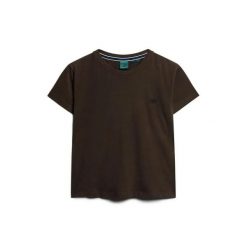 Damska koszulka z logo z lat 90. Superdry Essential. Czarne bluzki damskie Superdry, bez wzorów, vintage, bez kołnierzyka, bez ramiączek. Za 126.15 zł.