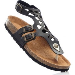Wygodne sandały skórzane bonprix czarny. Czarne sandały damskie bonprix, w paski. Za 129.99 zł.