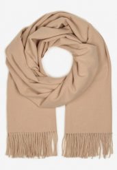 Beżowy Szalik Długi z Frędzlami z Domieszką Wełny Torilisa. Brązowe szaliki damskie Born2be, bez wzorów, z dzianiny. Za 44.99 zł.